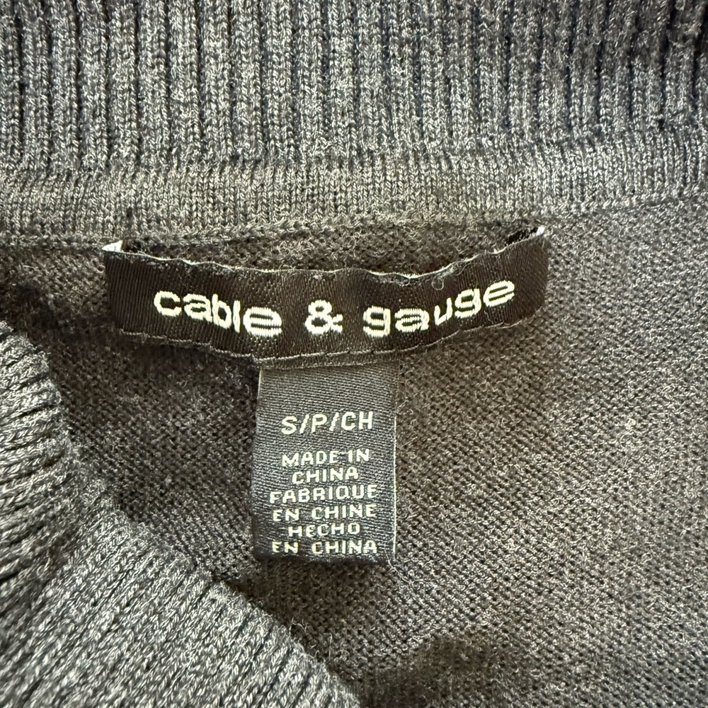 Cable & Gauge Charcoal Gray Asymmetric Neck Sweater - Pearl Detail - Size S/P - Picture 3 of 8